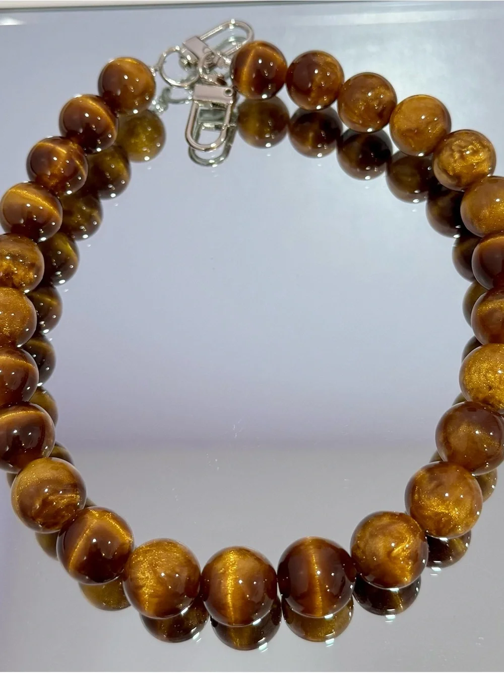 New Tiger Eye Bead Bag Chain 18 inches